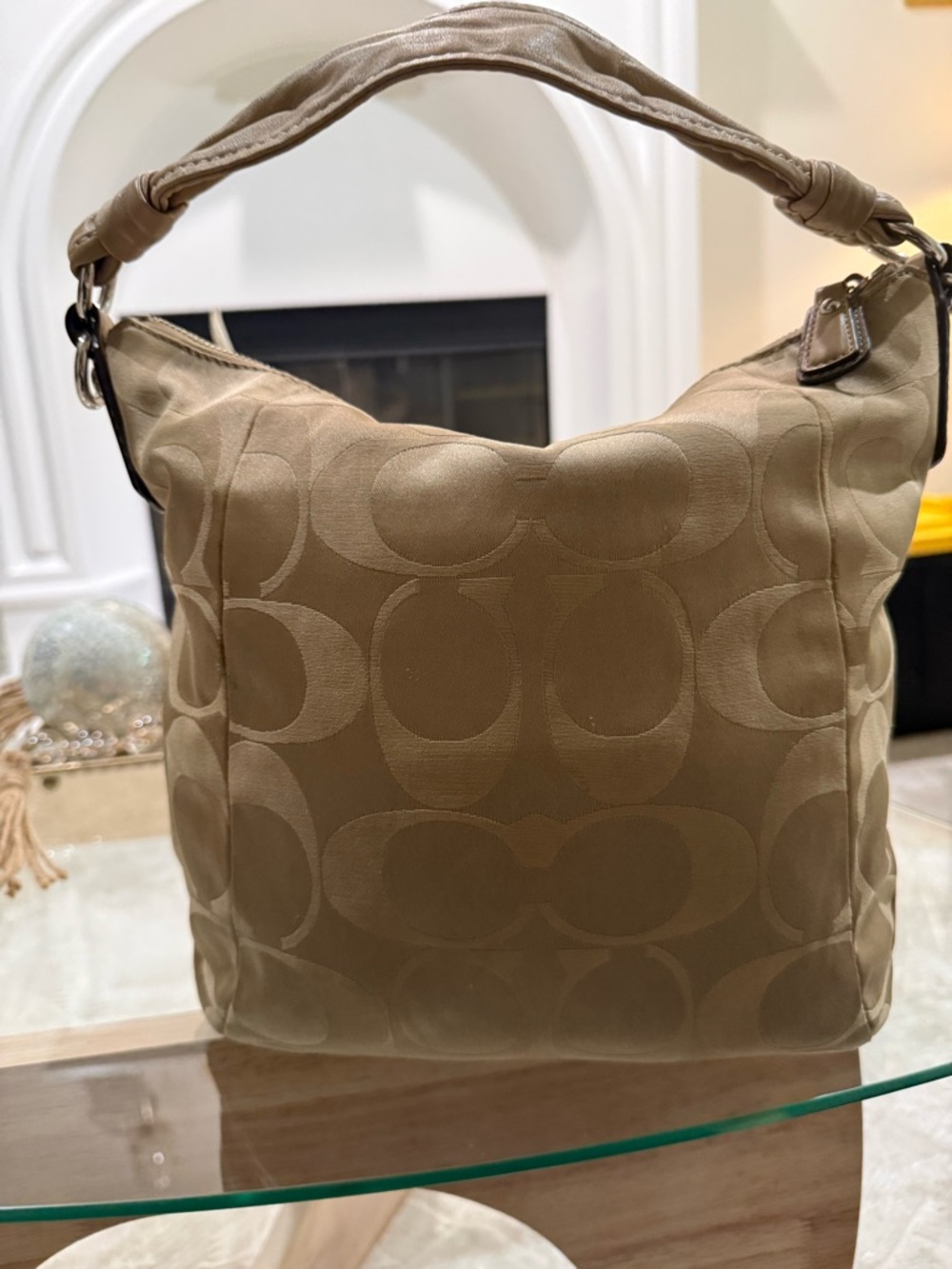 Coach 87 Kristin Khaki Signature Canvas F1068-14904 Hobo Shoulder Bag for Women - Picture 4 of 8